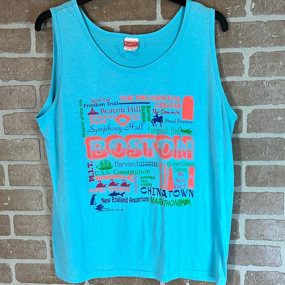 Vintage Tank Boston Royal first class Top Mens XL Single Stitch Hem